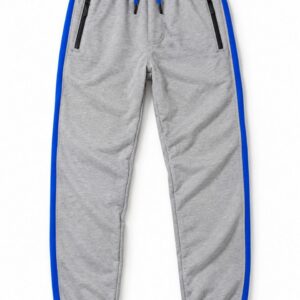 Men's Maroon Athletic Track Pants with Side Stripe & Zipper Pockets | Functional Training Joggers