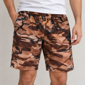 Men's Brown Camouflage Print Shorts | Comfortable Casual & Nightwear Shorts